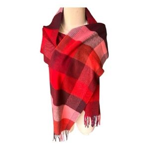 v.fraas red plaid cashmink red and pink scarf